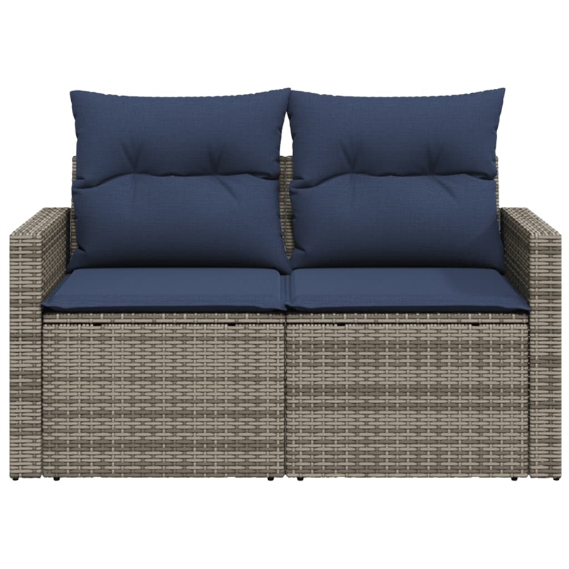 Bowery Hill 2-Seater Poly Rattan Patio Sofa With Cushions in Gray