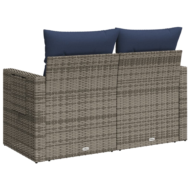 Bowery Hill 2-Seater Poly Rattan Patio Sofa With Cushions in Gray