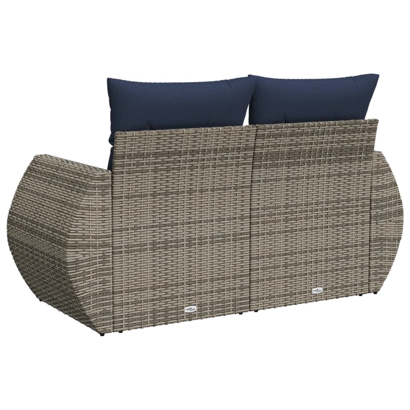 Bowery Hill 2-Seater Poly Rattan Patio Sofa With Cushions in Gray