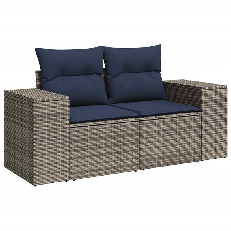 Bowery Hill 2-Seater Poly Rattan Patio Sofa With Cushions in Gray