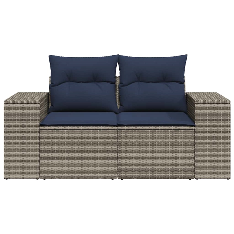 Bowery Hill 2-Seater Poly Rattan Patio Sofa With Cushions in Gray