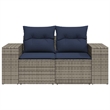 Bowery Hill 2-Seater Poly Rattan Patio Sofa With Cushions in Gray