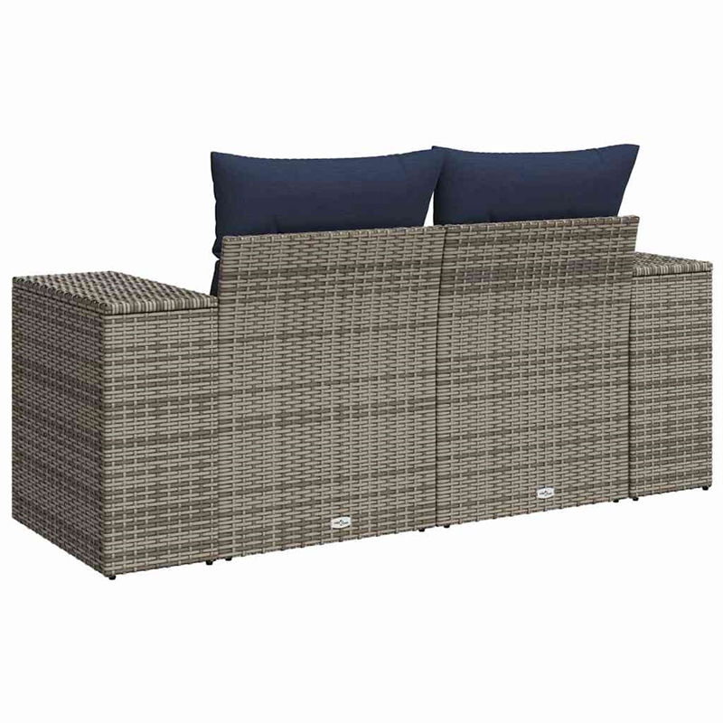 Bowery Hill 2-Seater Poly Rattan Patio Sofa With Cushions in Gray