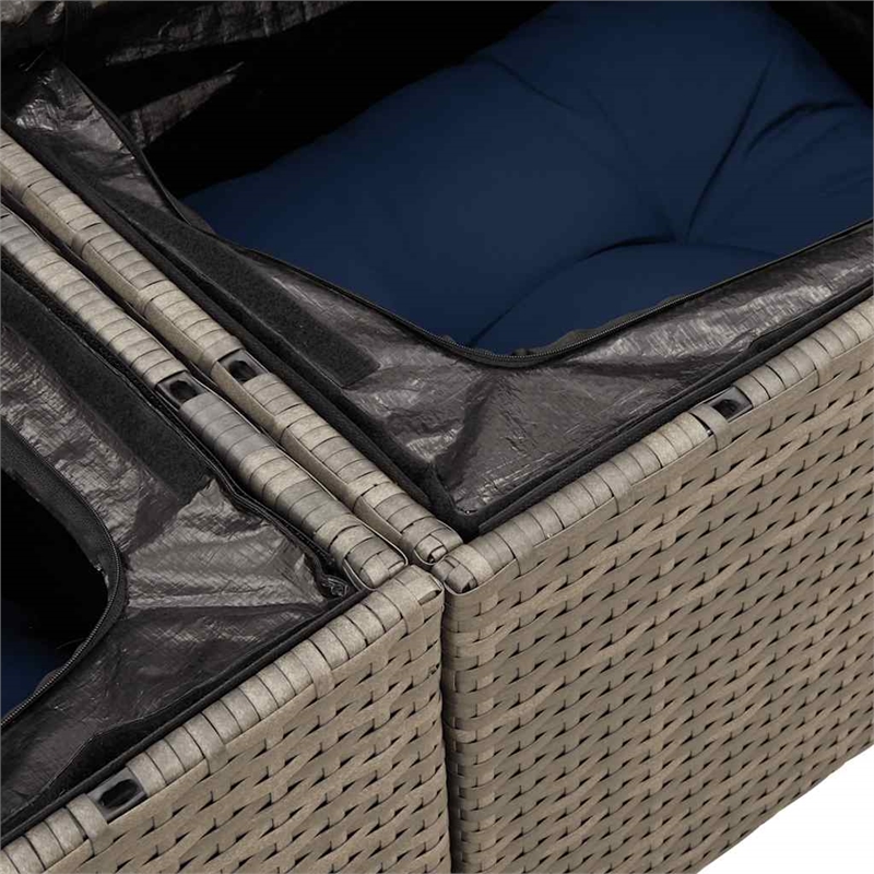 Bowery Hill 2-Seater Poly Rattan Patio Sofa With Cushions in Gray