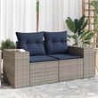 Bowery Hill 2-Seater Poly Rattan Patio Sofa With Cushions in Gray