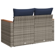 Bowery Hill 2-Seater Poly Rattan Patio Sofa With Cushions in Gray