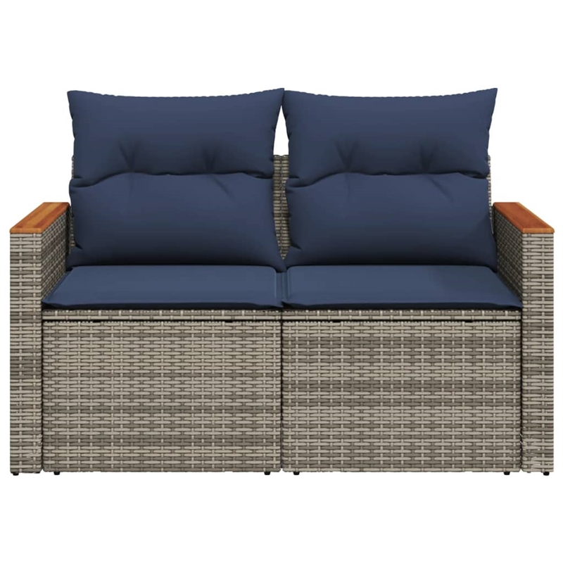 Bowery Hill 2-Seater Poly Rattan Patio Sofa With Cushions in Gray