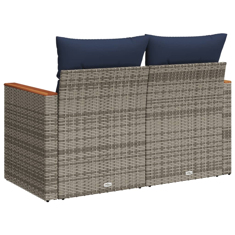 Bowery Hill 2-Seater Poly Rattan Patio Sofa With Cushions in Gray
