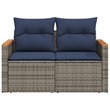 Bowery Hill 2-Seater Poly Rattan Patio Sofa With Cushions in Gray