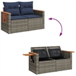 Bowery Hill 2-Seater Poly Rattan Patio Sofa With Cushions in Gray