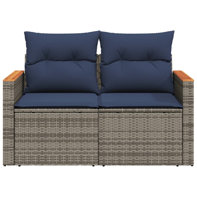 Bowery Hill 2-Seater Poly Rattan Patio Sofa With Cushions in Gray