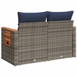 Bowery Hill 2-Seater Poly Rattan Patio Sofa With Cushions in Gray