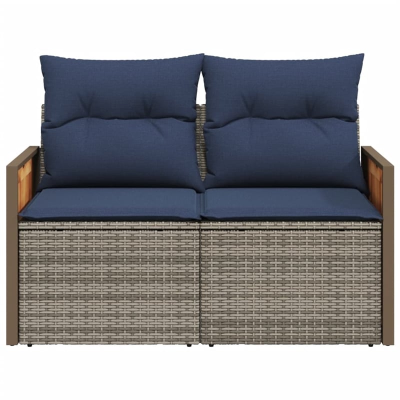 Bowery Hill 2-Seater Poly Rattan Patio Sofa With Cushions in Gray