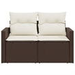 Bowery Hill PE Rattan 2-Seater Modular Garden Sofa in Brown And Cream