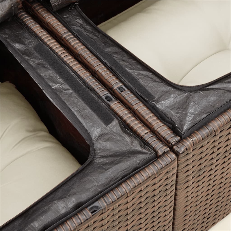 Bowery Hill PE Rattan 2-Seater Modular Garden Sofa in Brown And Cream