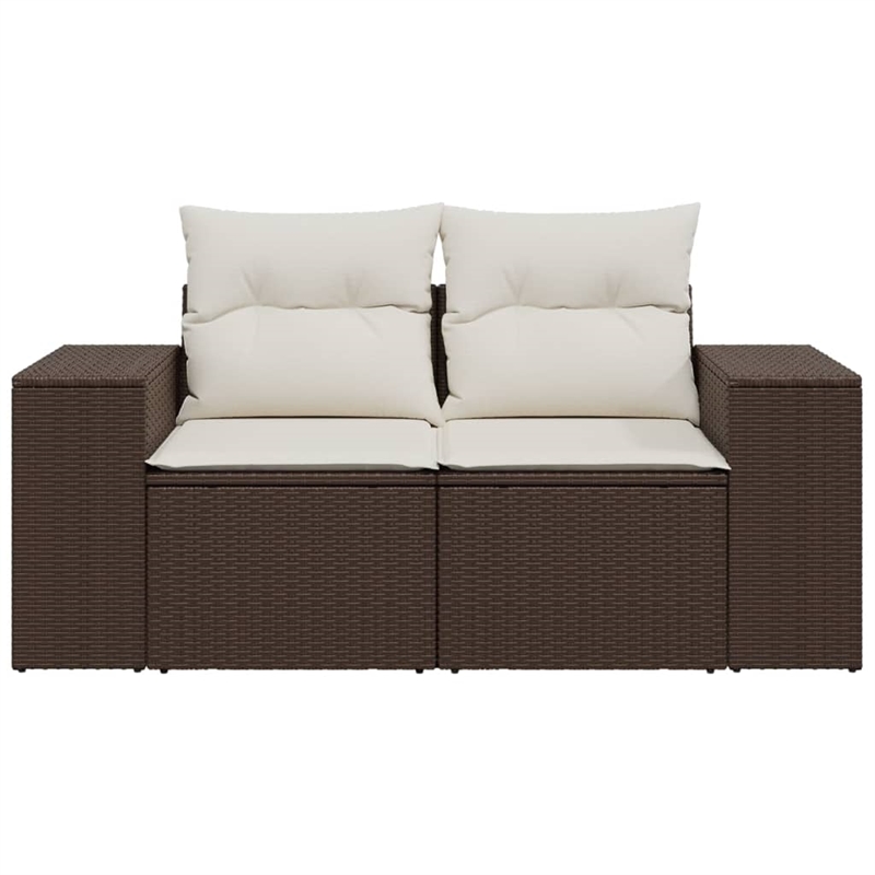 Bowery Hill Poly Rattan 2-Seater Removable Covers Garden Sofa in Brown