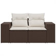 Bowery Hill Poly Rattan 2-Seater Removable Covers Garden Sofa in Brown