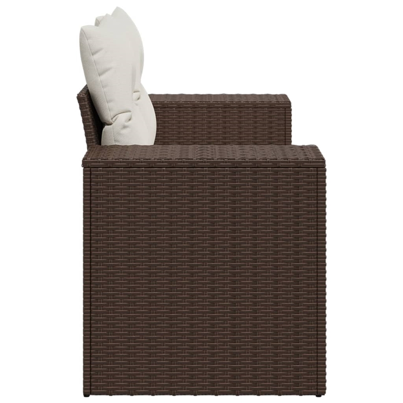 Bowery Hill Poly Rattan 2-Seater Removable Covers Garden Sofa in Brown