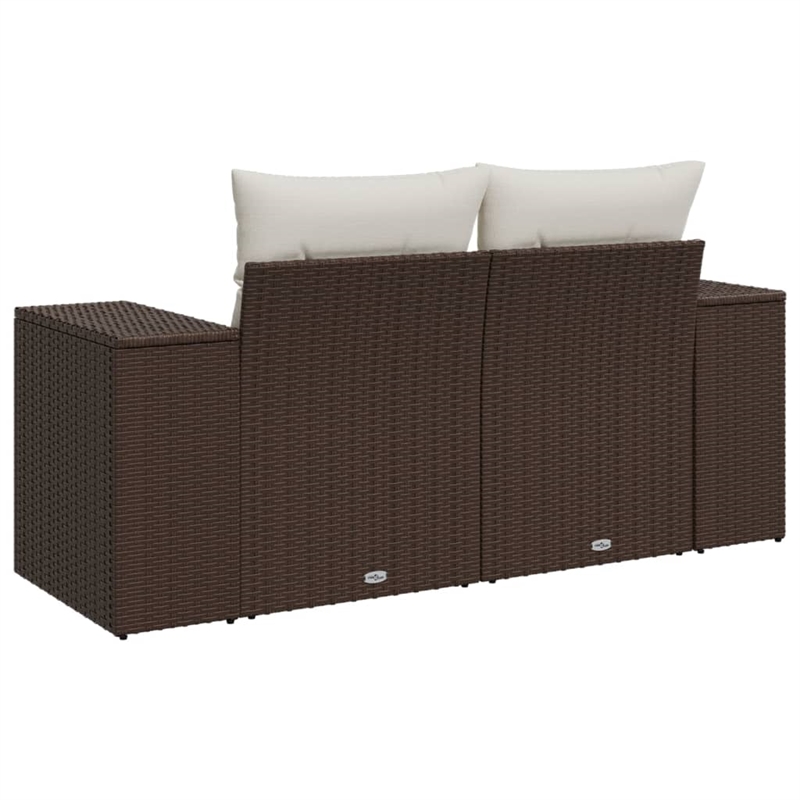 Bowery Hill Poly Rattan 2-Seater Removable Covers Garden Sofa in Brown