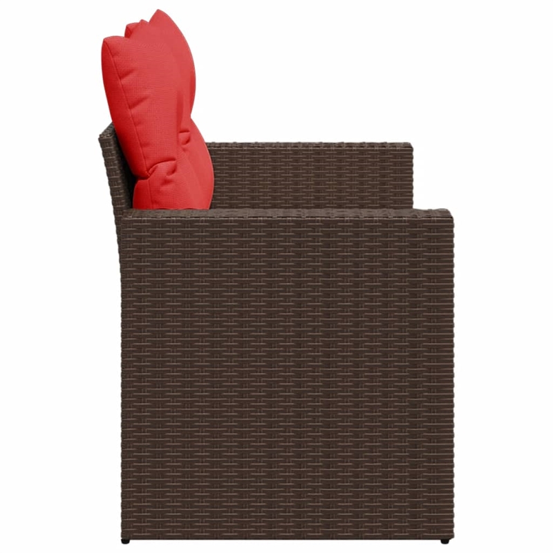Bowery Hill 2-Seater Brown Poly Rattan Patio Sofa With Cushions