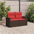 Bowery Hill 2-Seater Brown Poly Rattan Patio Sofa With Cushions