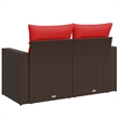 Bowery Hill 2-Seater Brown Poly Rattan Patio Sofa With Cushions