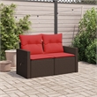 Bowery Hill 2-Seater Brown Poly Rattan Patio Sofa With Cushions