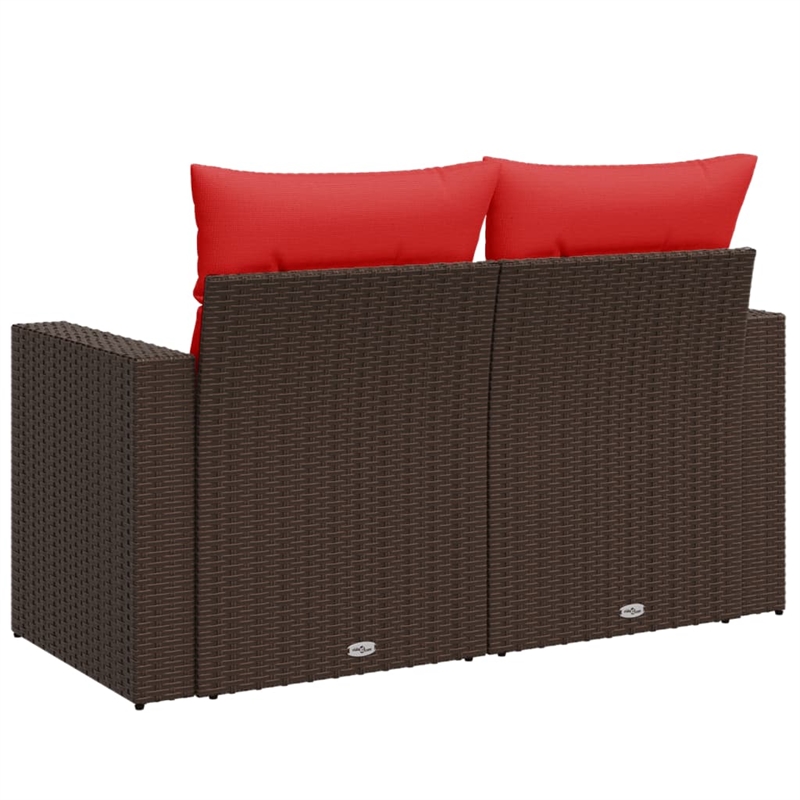 Bowery Hill 2-Seater Brown Poly Rattan Patio Sofa With Cushions