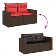 Bowery Hill 2-Seater Brown Poly Rattan Patio Sofa With Cushions