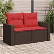 Bowery Hill 2-Seater Brown Poly Rattan Patio Sofa With Cushions