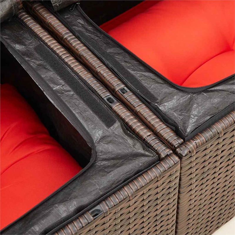 Bowery Hill 2-Seater Brown Poly Rattan Patio Sofa With Cushions
