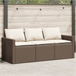 Bowery Hill Contemporary Synthetic Poly Rattan Garden Sofa in Brown & Cream