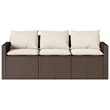 Bowery Hill Contemporary Synthetic Poly Rattan Garden Sofa in Brown & Cream