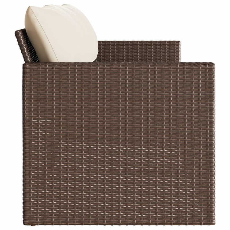 Bowery Hill Contemporary Synthetic Poly Rattan Garden Sofa in Brown & Cream