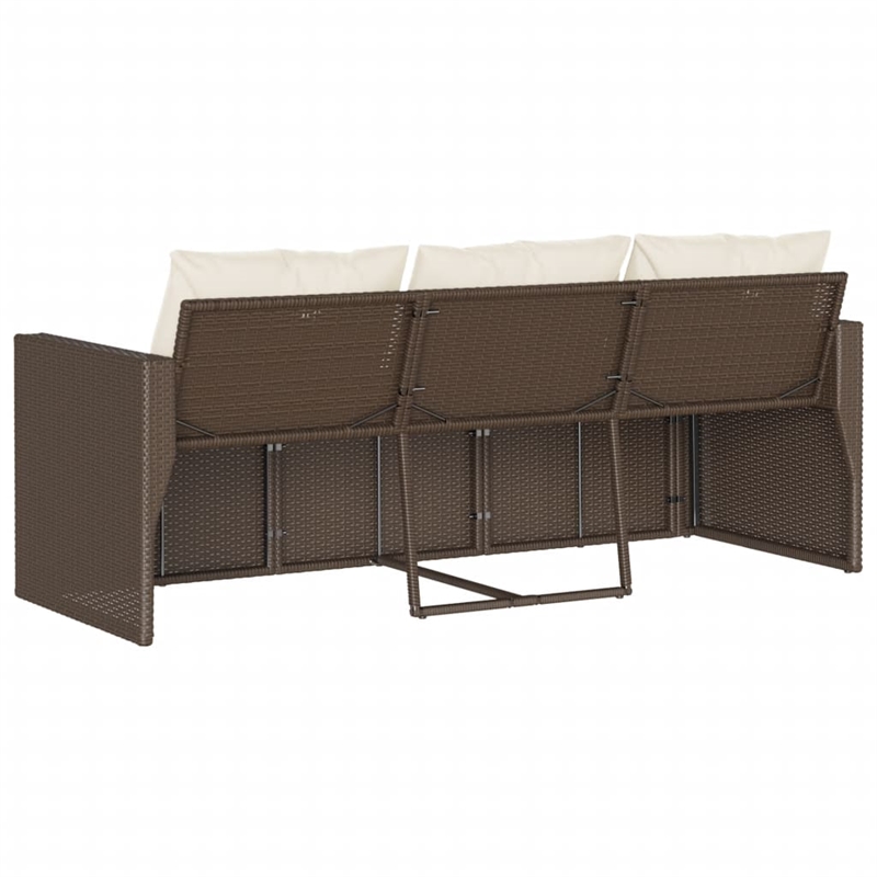 Bowery Hill Contemporary Synthetic Poly Rattan Garden Sofa in Brown & Cream
