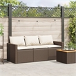Bowery Hill Contemporary Synthetic Poly Rattan Garden Sofa in Brown & Cream