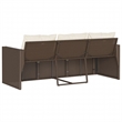 Bowery Hill Contemporary Synthetic Poly Rattan Garden Sofa in Brown & Cream