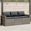Bowery Hill Contemporary PE Rattan 3-Seater Garden Sofa in Gray