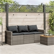 Bowery Hill Contemporary PE Rattan 3-Seater Garden Sofa in Gray