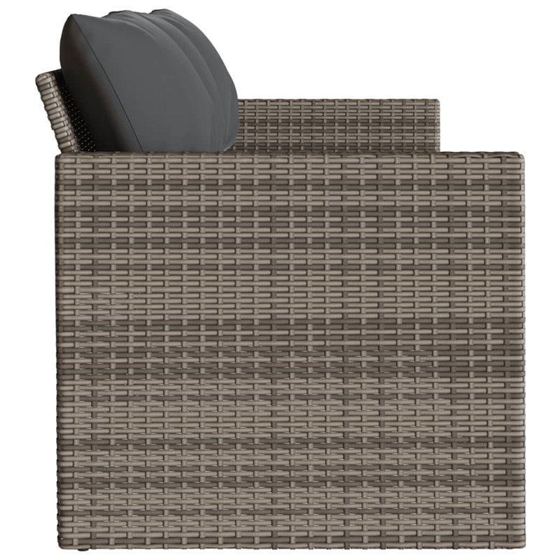 Bowery Hill Contemporary PE Rattan 3-Seater Garden Sofa in Gray