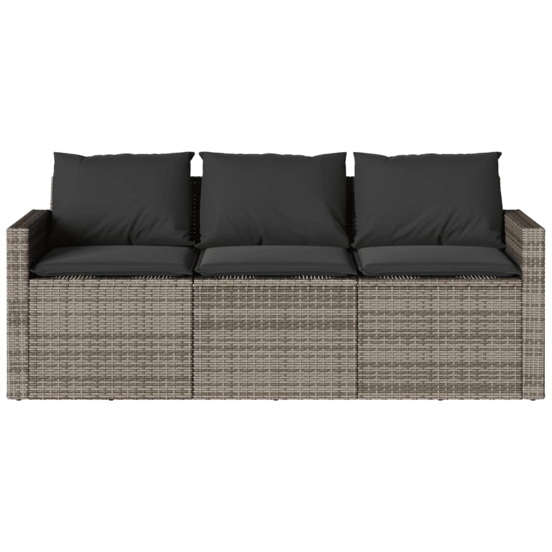 Bowery Hill Contemporary PE Rattan 3-Seater Garden Sofa in Gray