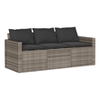 Bowery Hill Contemporary PE Rattan 3-Seater Garden Sofa in Gray