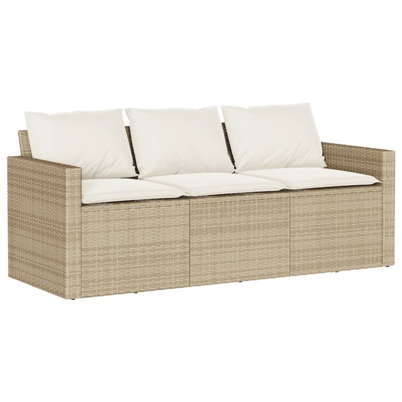 Bowery Hill Contemporary Synthetic Poly Rattan Garden Sofa Beige & Cream