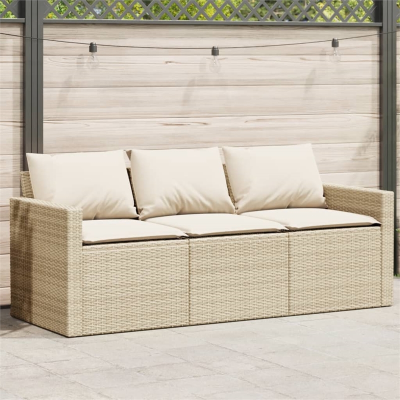 Bowery Hill Contemporary Synthetic Poly Rattan Garden Sofa Beige & Cream