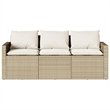 Bowery Hill Contemporary Synthetic Poly Rattan Garden Sofa Beige & Cream