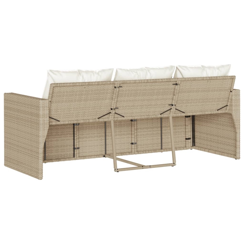 Bowery Hill Contemporary Synthetic Poly Rattan Garden Sofa Beige & Cream