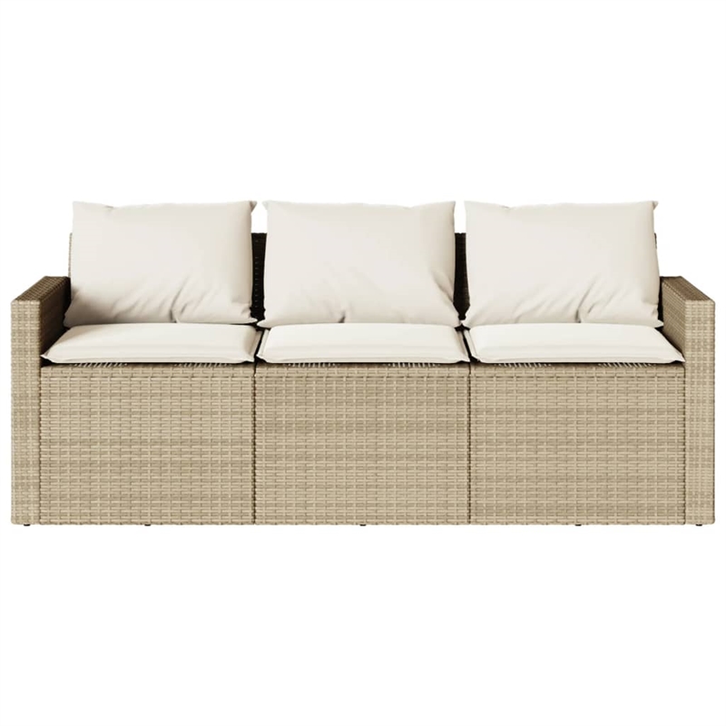 Bowery Hill Contemporary Synthetic Poly Rattan Garden Sofa Beige & Cream