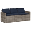 Bowery Hill 3-Seater PE Rattan Garden Sofa With Removable Covers in Gray