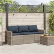 Bowery Hill 3-Seater PE Rattan Garden Sofa With Removable Covers in Gray