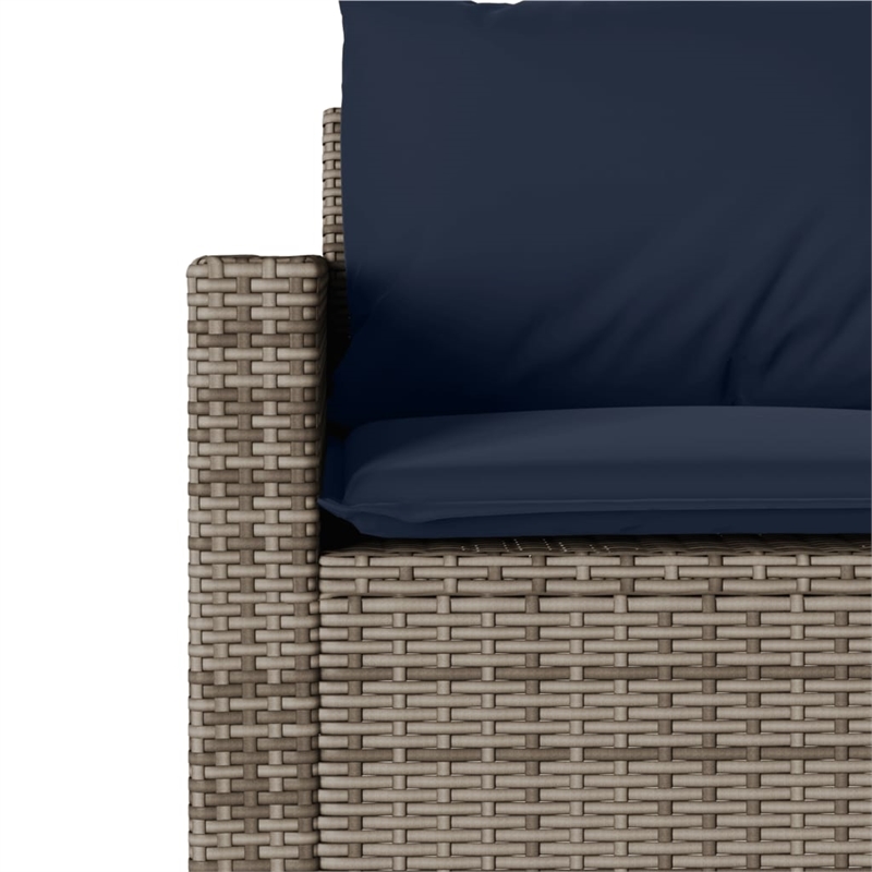 Bowery Hill 3-Seater PE Rattan Garden Sofa With Removable Covers in Gray